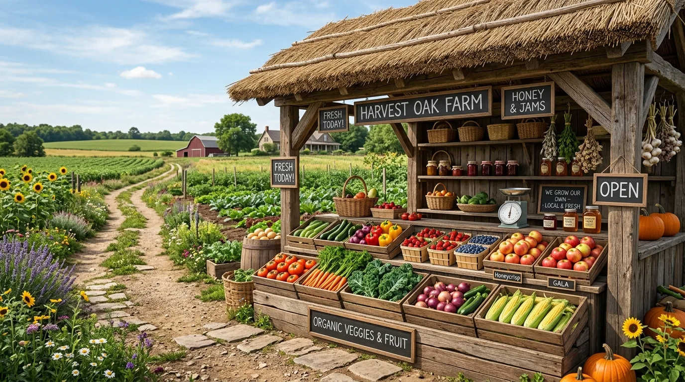 Farmstand With Thatched Roof
